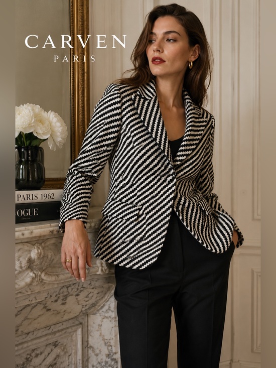 Carven Jackets & Blazers - Carven Paris Optical Zigzag Tailored Blazer EU40 US 8 Designer business
